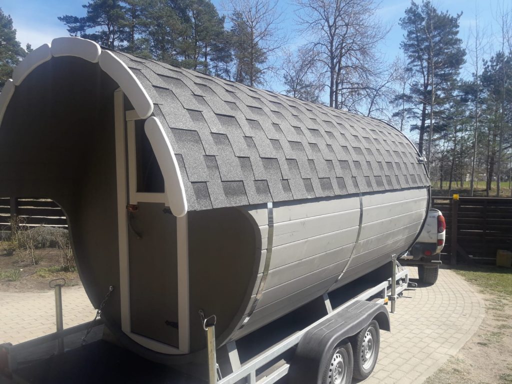 Pārvietojamā pirts ar panorāmas logu, 2×3.5m